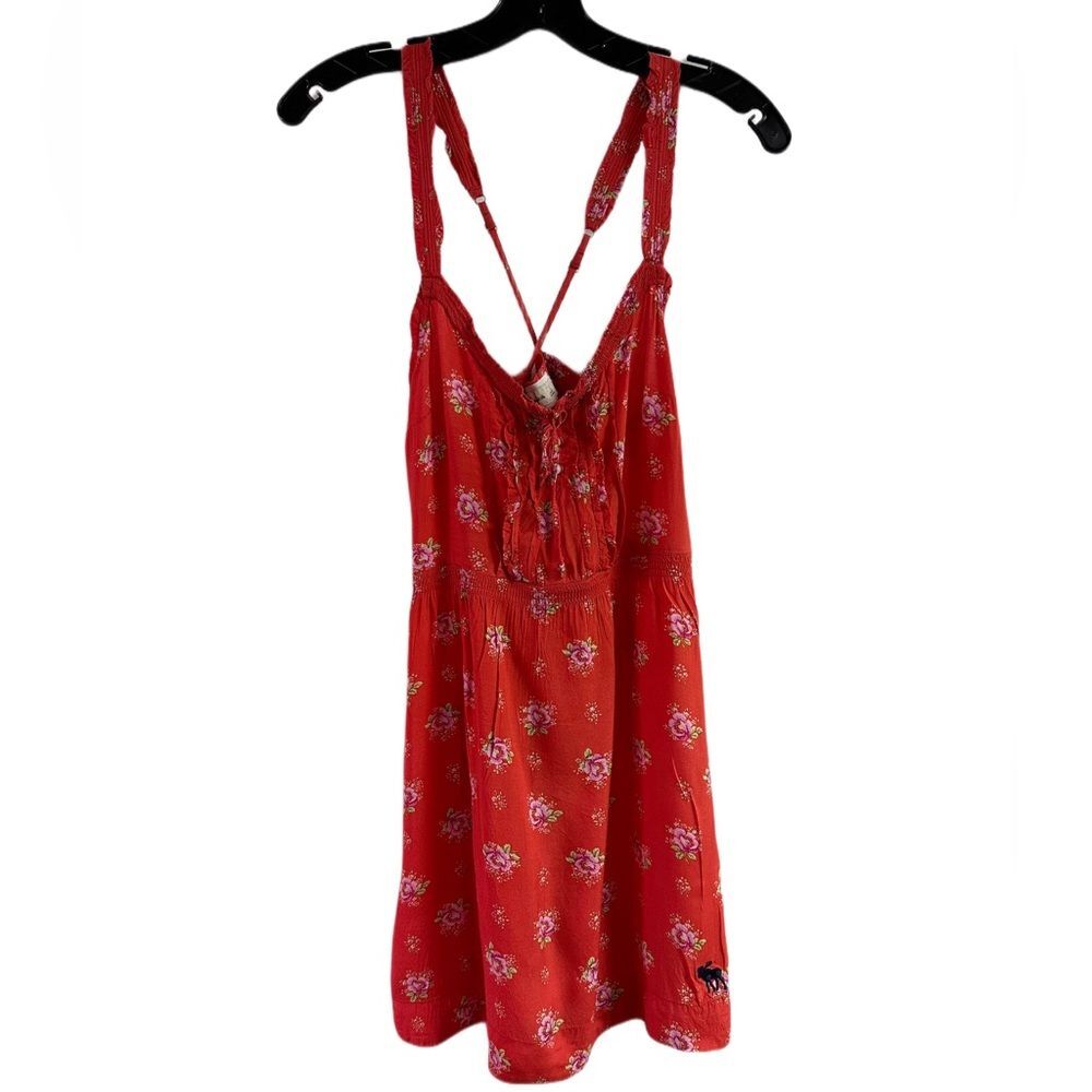 Abercrombie & Fitch Cute Red Floral Criss Cross Back Dress Size S